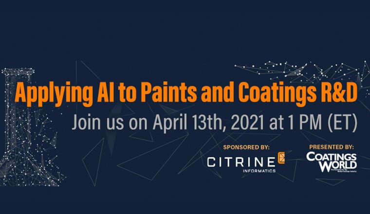 AI for Coatings Webinar Thumbnail with text that says "Join Us on April 13th 2021"