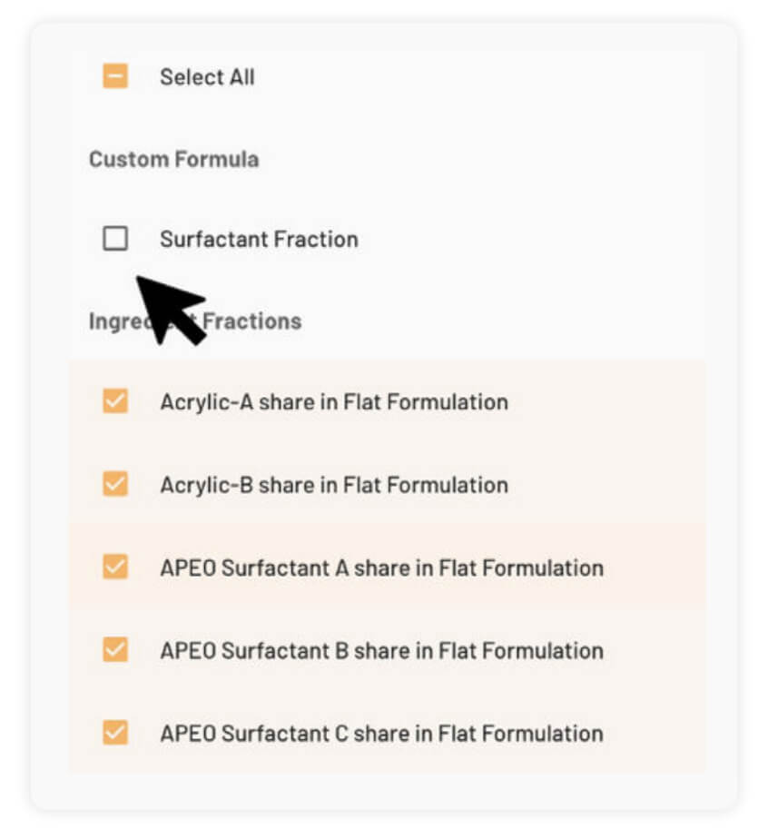 custom formula: surfactant fraction